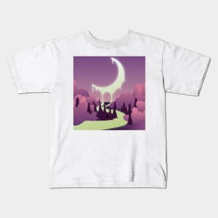 Moon Melting River I Fantasy Landscape Night Kids T-Shirt
